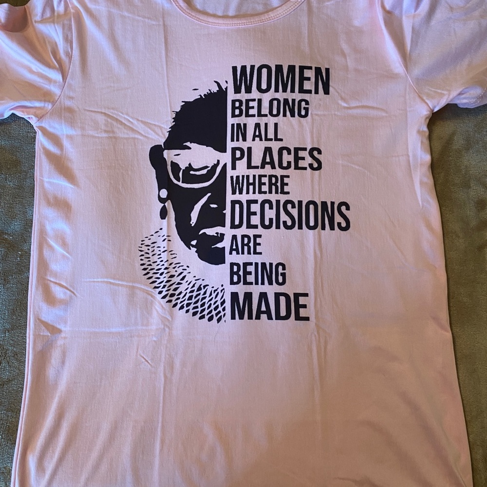 Pink Ruth Bader Ginsburg New Soft FabricShort Sleeve Tee Med or LG black print